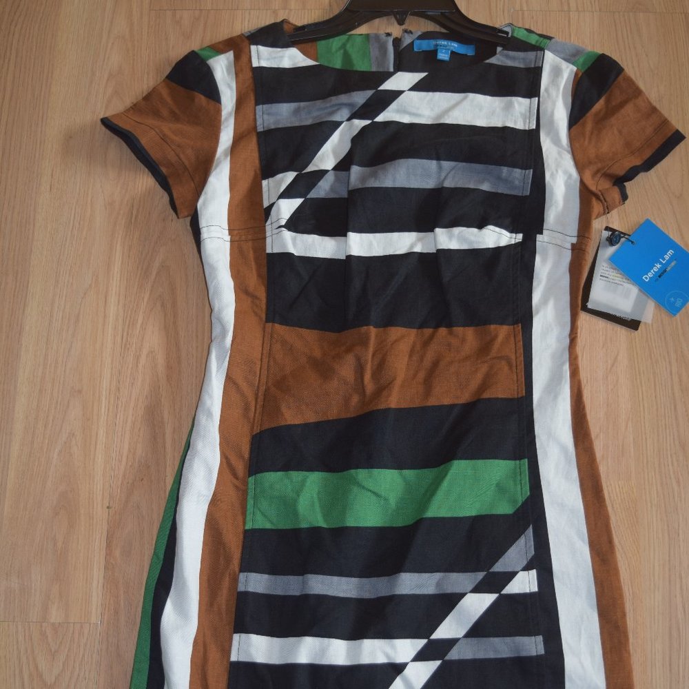 Derek Lam for Design Nation Graphic Surf Parrot Linen Sheath Dress NWT